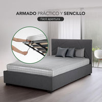 Thumbnail for Base De Cama Abatible Individual Box + Cabecera Con Tapiz