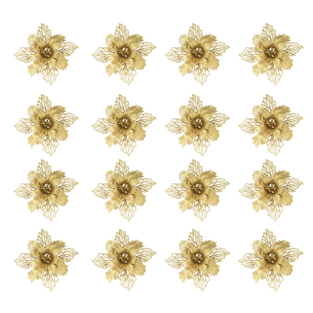 Adorno Navidad 16pz Para Arbol Decoracion Flores Navideñas