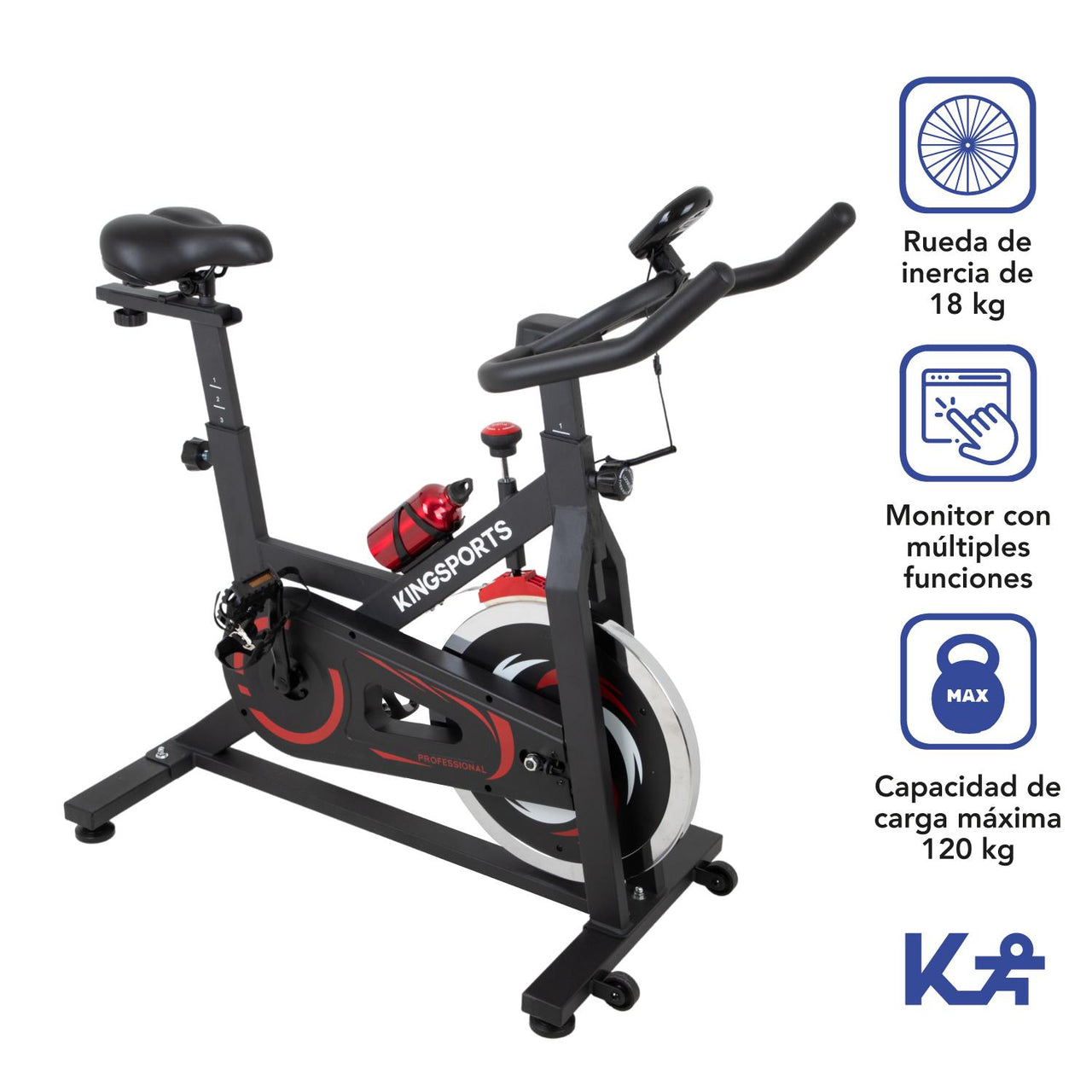 Bicicleta Fija 18 kg Estática Para Spinning Cardio Fitness