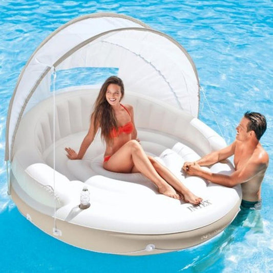 Colchon Isla Inflable Flotador Con Techo Canopy Lounge Intex