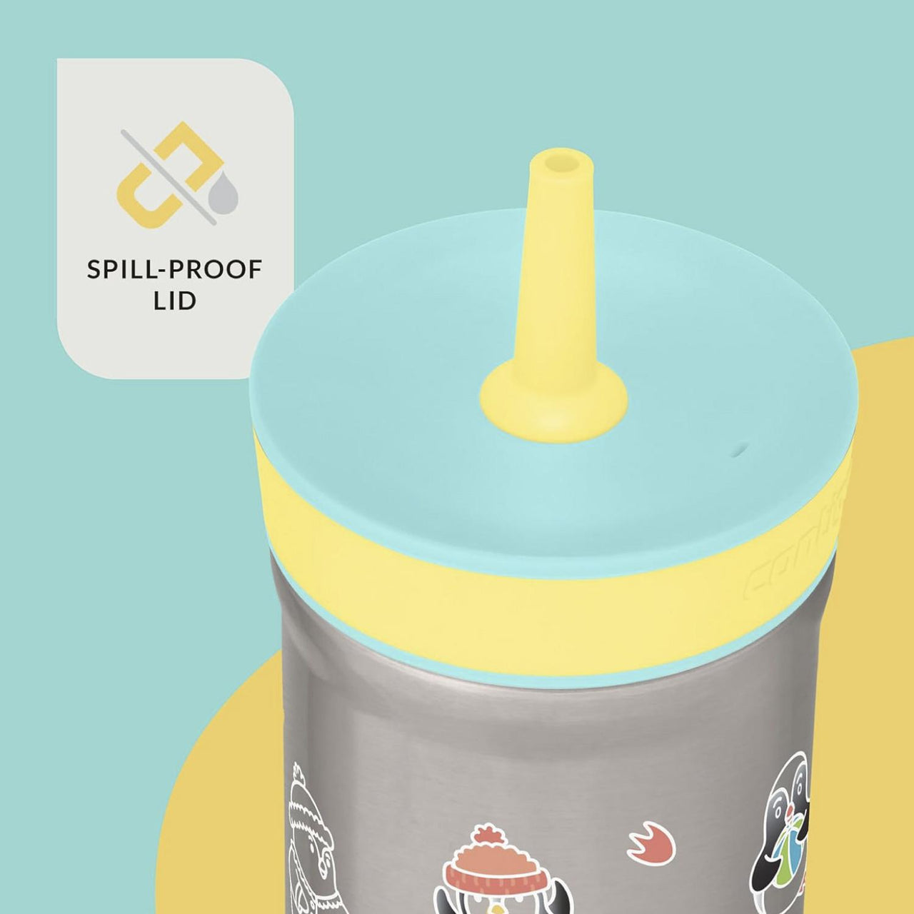 Termo Botella 12oz Para Niños Con Popote Acero Inox Leighton