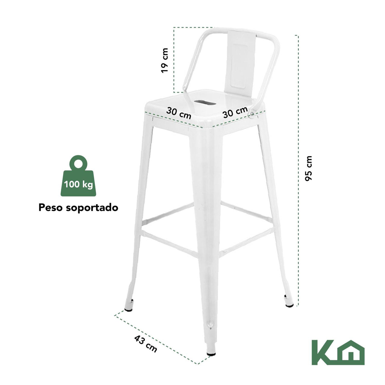 Set 4 Bancos Tolix Altos Kingshouse Con Respaldo Silla Barra