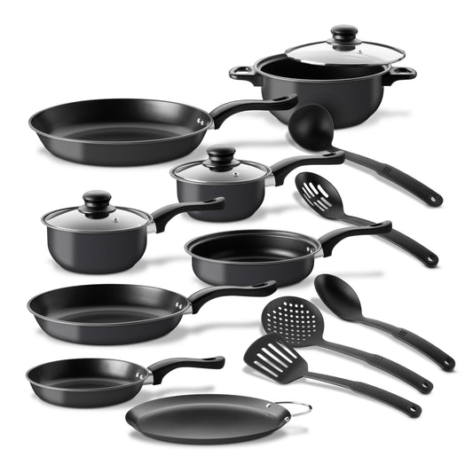 Juego de Ollas, Sartenes, Comal y Utensilios Cocina 16 Pzas