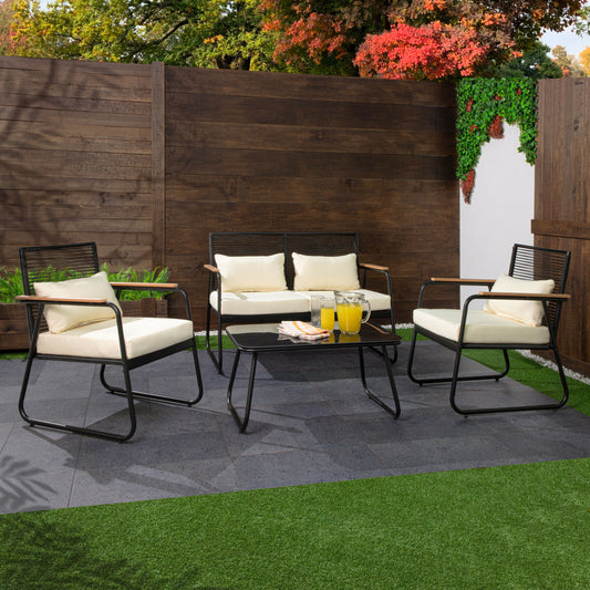 Sala Exterior Juego Para Jardín Exterior Sunshine Ratan 4Pzs