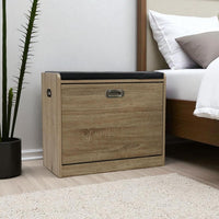 Thumbnail for Mueble Zapatero Moderno con Banco y Cojín de Madera Clara