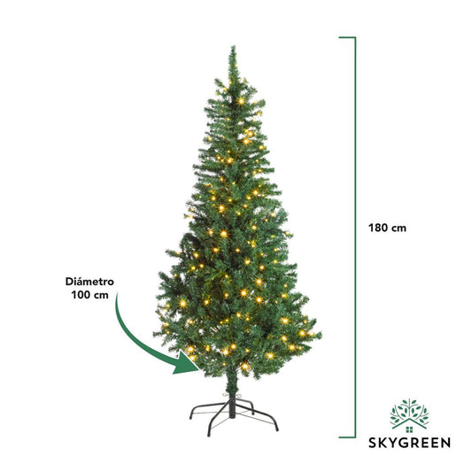 Árbol Navidad Artificial 1.80 M Con Luces LED Pino FrondosoSGXMASL180G