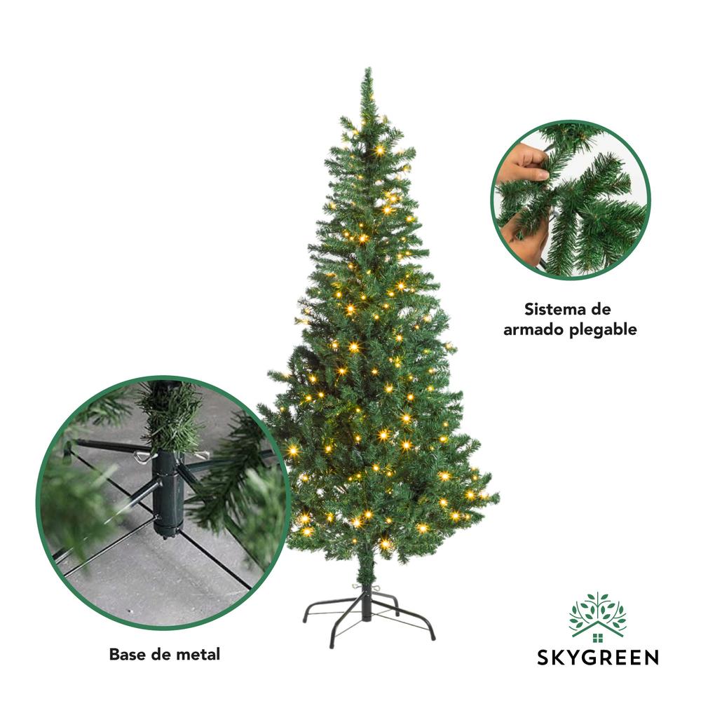 Árbol Navidad Artificial 1.80 M Con Luces LED Pino Frondoso