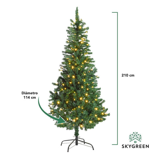 Árbol Navidad Artificial 2.10 M Con Luces LED Pino FrondosoSGXMASL210G