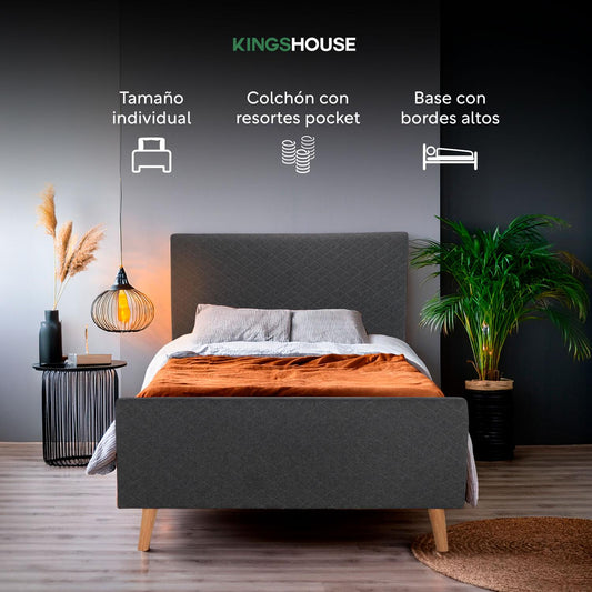 Base Cama Con Bordes Altos + Colchón con Resortes IndividualBEDFLEX - SOLOSG20