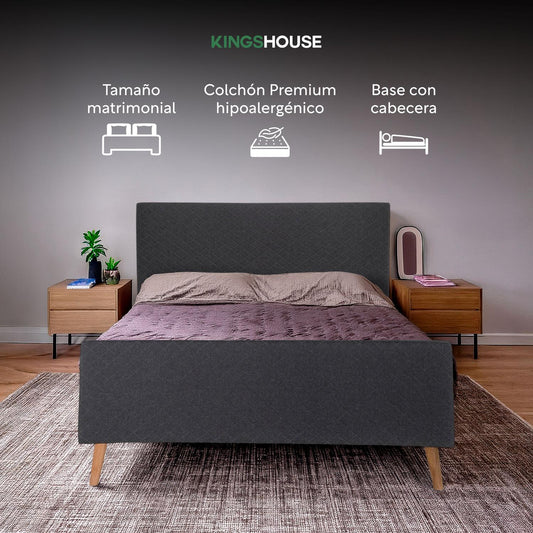 Base Cama Con Bordes Altos + Colchón Premium MatrimonialBEDFLEX - COUPLED