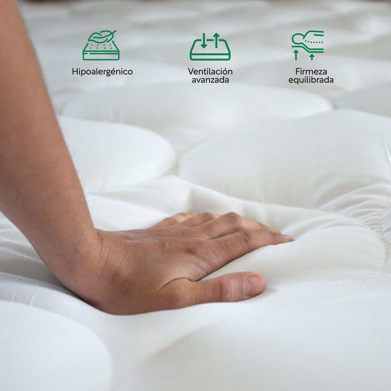 Base Cama Con Cabecera + Colchón Memory En Caja Matrimonial