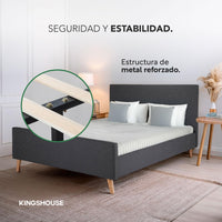 Thumbnail for Base Cama Con Cabecera + Colchón Memory En Caja Matrimonial