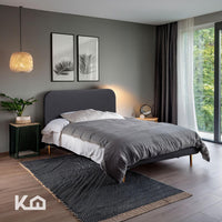 Thumbnail for Base Cama Individual Con Cabecera Tapizada Box Metal Madera