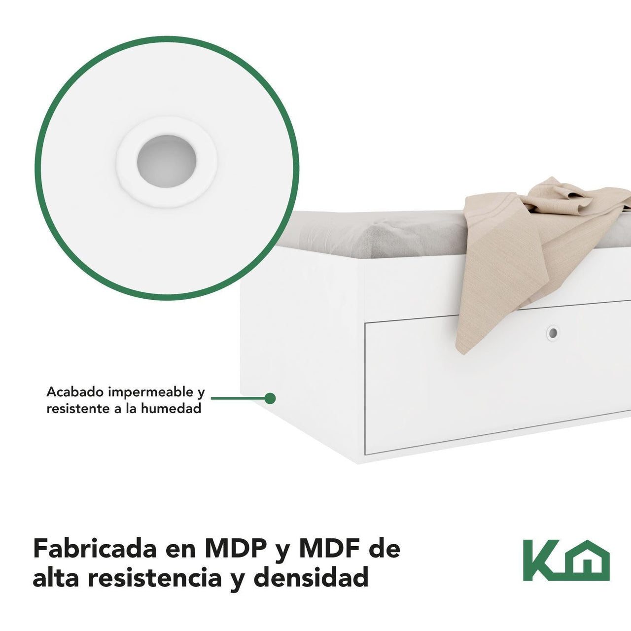 Base Cama Individual Con Cajones KingsHouse Recamara