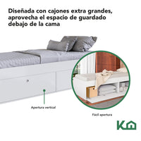 Thumbnail for Base Cama Individual Con Cajones KingsHouse Recamara