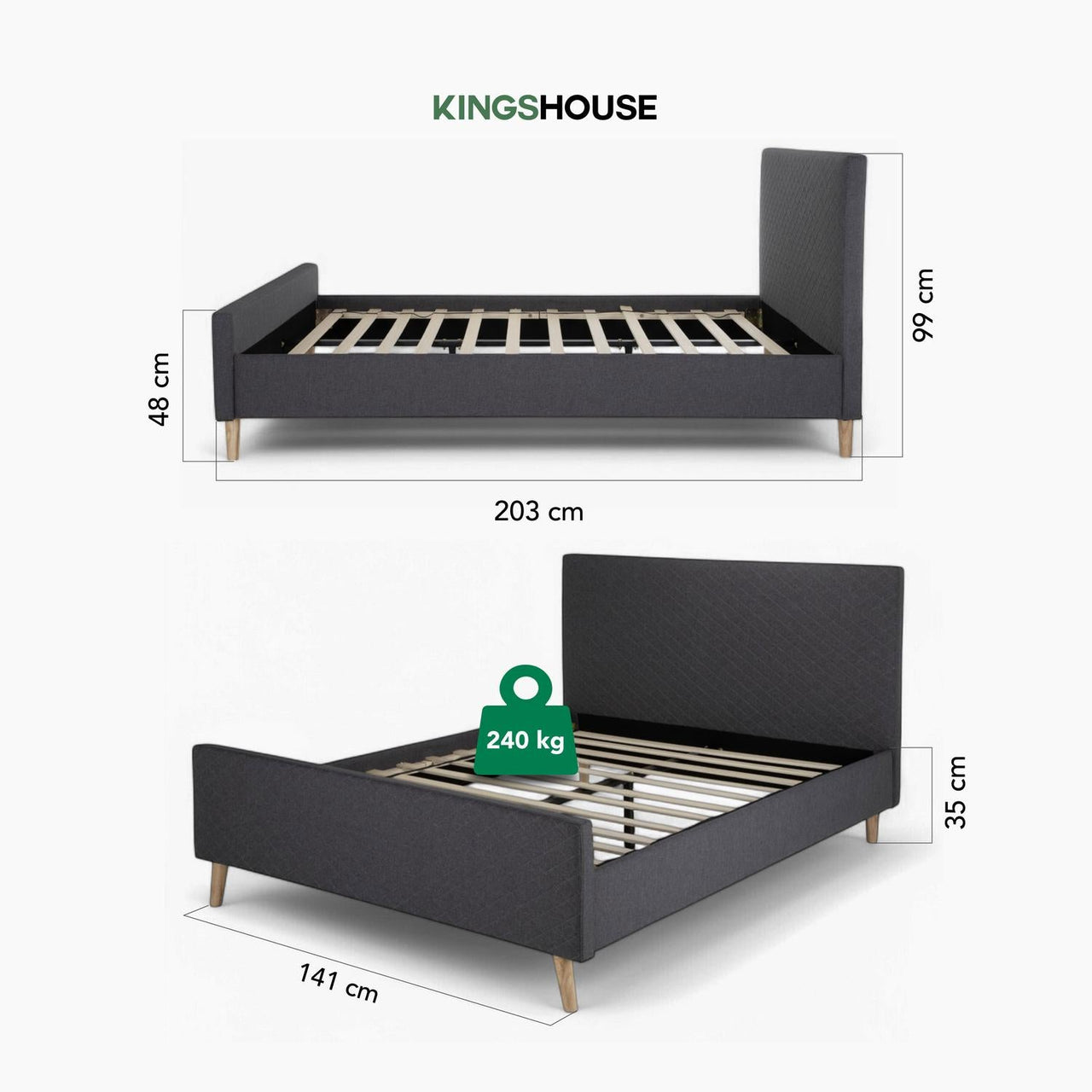 Base Cama Matrimonial + Cabecera Tapizada Box Para Colchón