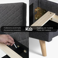 Thumbnail for Base Cama Matrimonial + Cabecera Tapizada Box Para Colchón