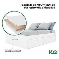 Thumbnail for Base Cama Matrimonial Con Cajones Compartimientos KingsHouse