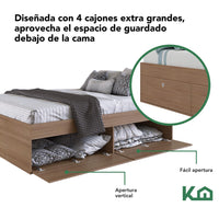 Thumbnail for Base Cama Matrimonial Con Cajones Compartimientos KingsHouse