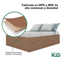 Thumbnail for Base Cama Matrimonial Con Cajones Compartimientos KingsHouse
