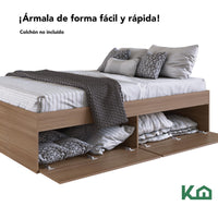 Thumbnail for Base Cama Matrimonial Con Cajones Compartimientos KingsHouse