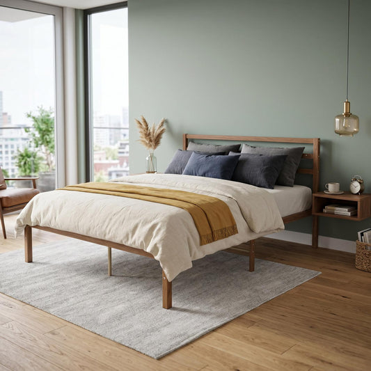 Base Cama Queen Size Metal y Madera Minimalista ResistenteBEDLEA-Q