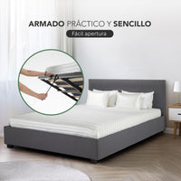 Thumbnail for Base De Cama Abatible Matrimonial Box + Cabecera Con Tapiz
