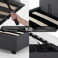 Thumbnail for Base De Cama Abatible Matrimonial Box + Cabecera Con Tapiz