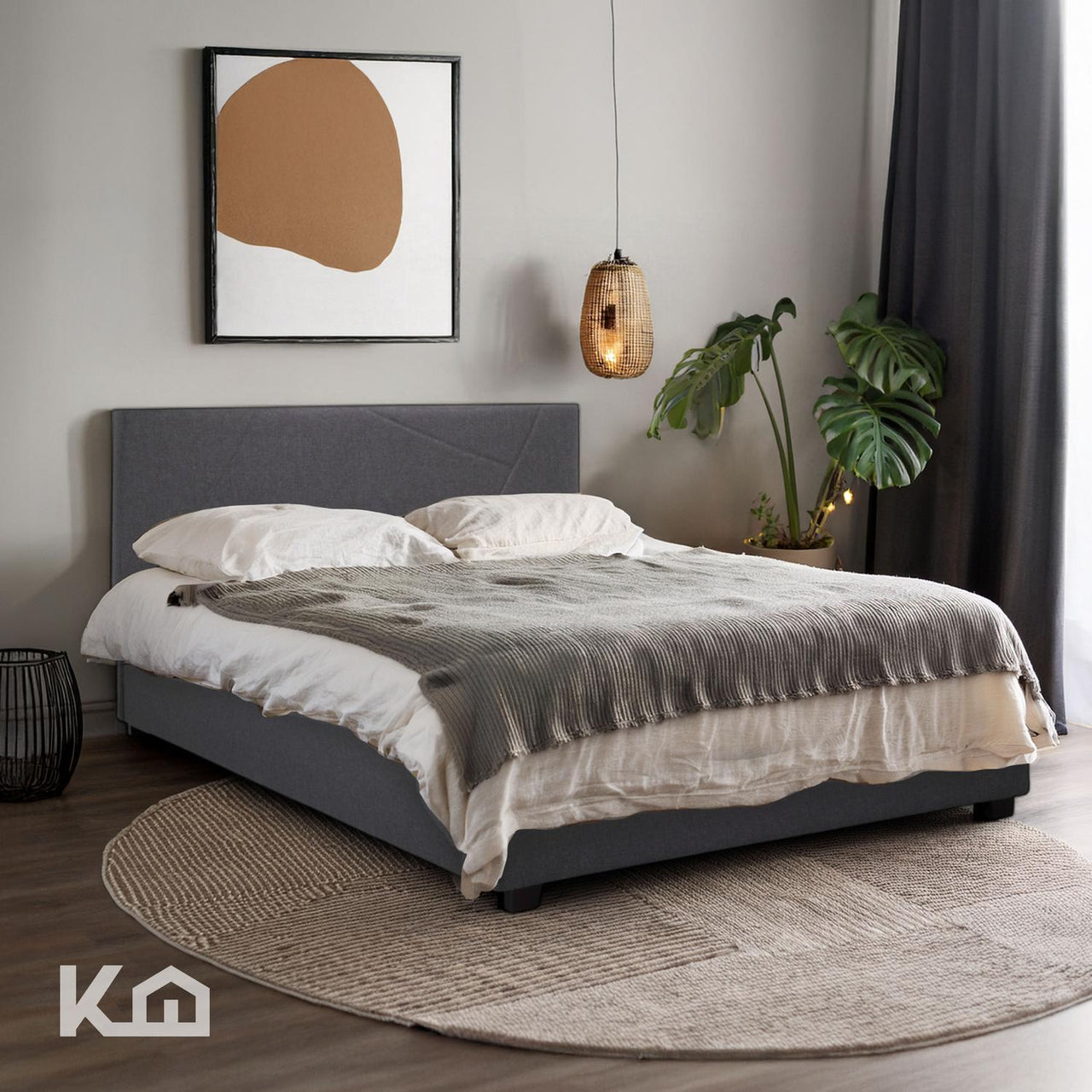 Base De Cama Abatible Matrimonial Box + Cabecera Con Tapiz