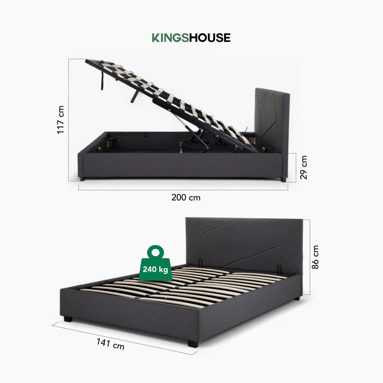Base De Cama Abatible Matrimonial Box + Cabecera Con Tapiz