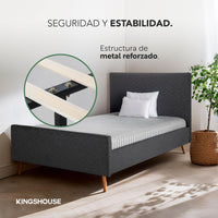 Thumbnail for Base De Cama Individual + Cabecera Tapizada Box Para Colchón