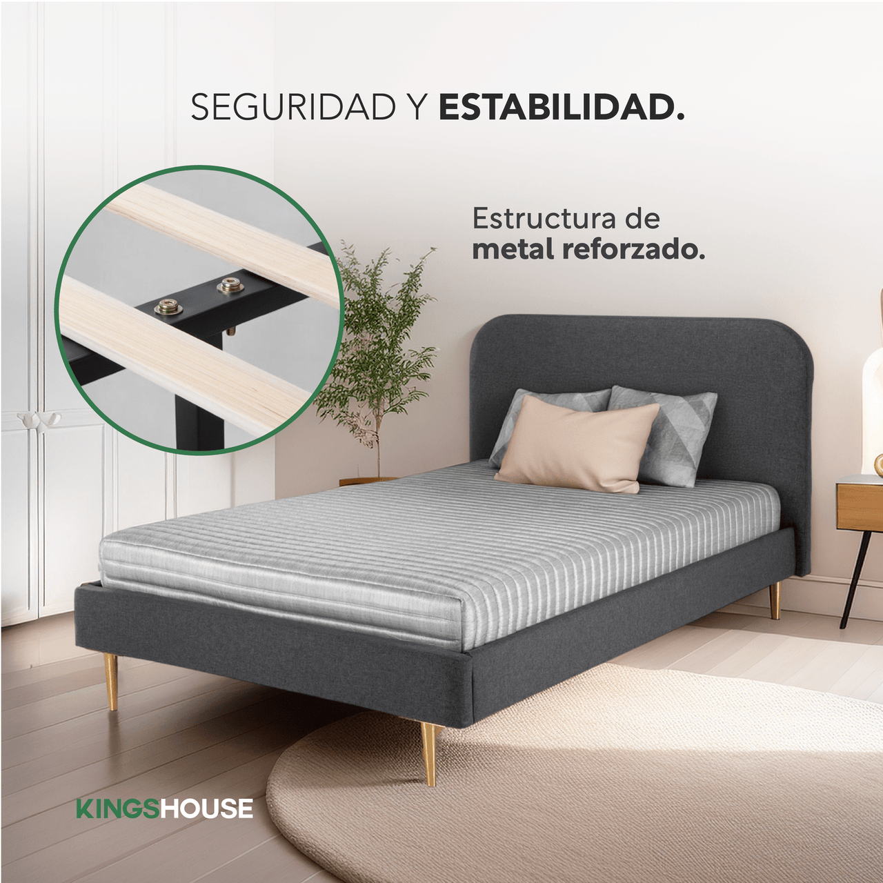 Base De Cama Individual + Colchón Memory Essential En Caja