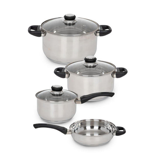Bateria De Cocina 7 Pzas Acero Inox Tricapa Negro ColorhomeCOLORINOX7B
