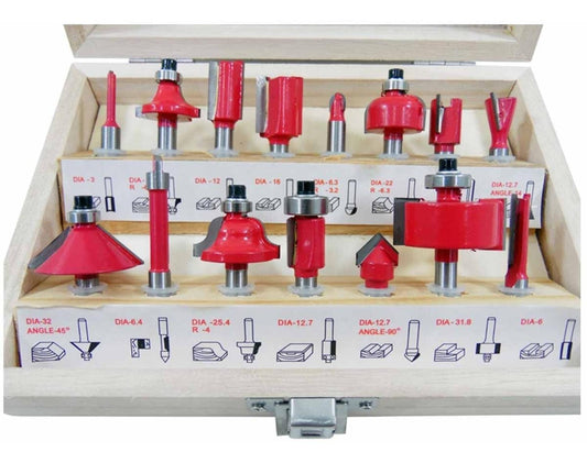 Brocas Fresas 1/4 Carburo 6,35mm Router Rebajadora Kit 15pzsCOMBO-KINGSMAN-94