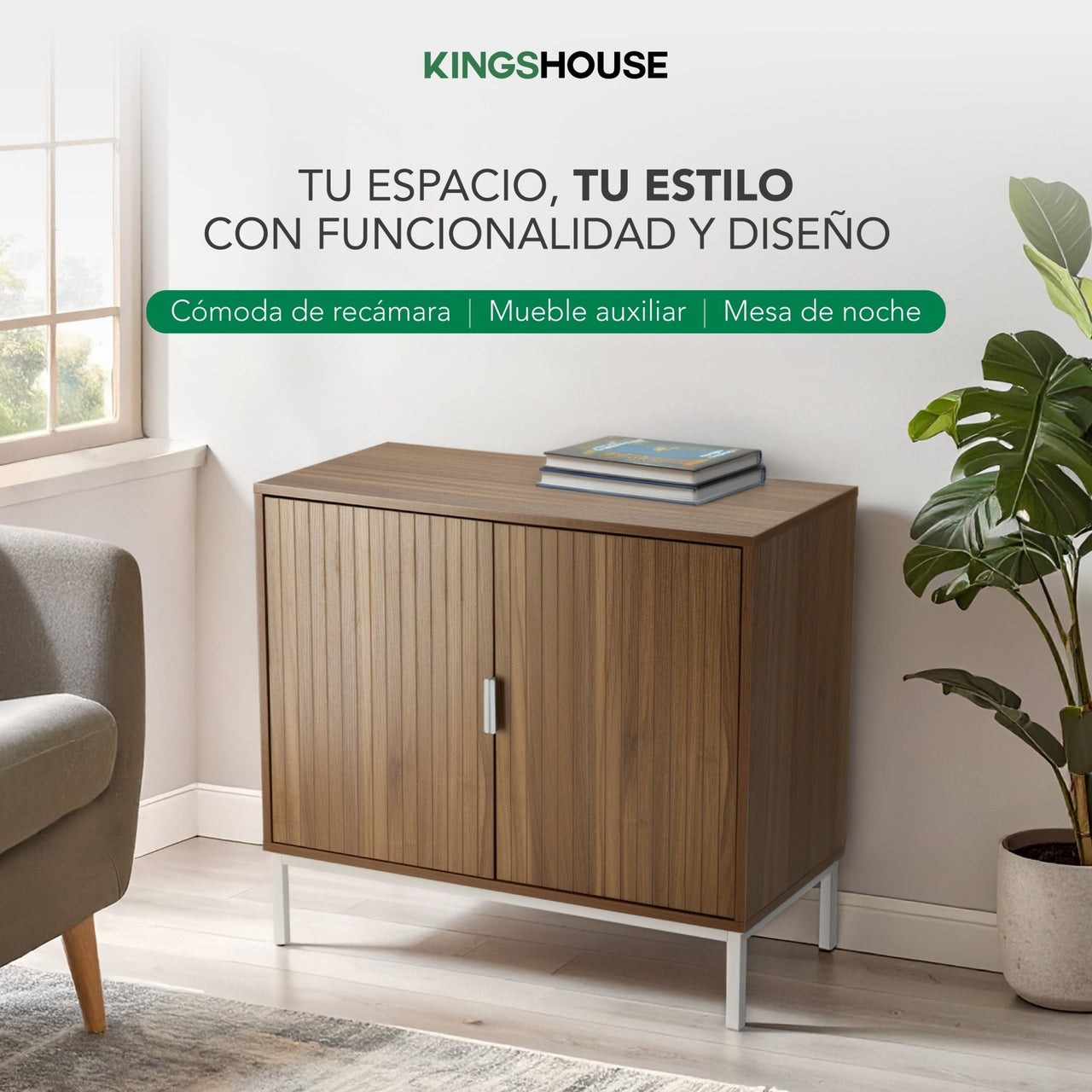 Buró Clara Mesita De Noche Cómoda Para Dormitorio 2 Puertas