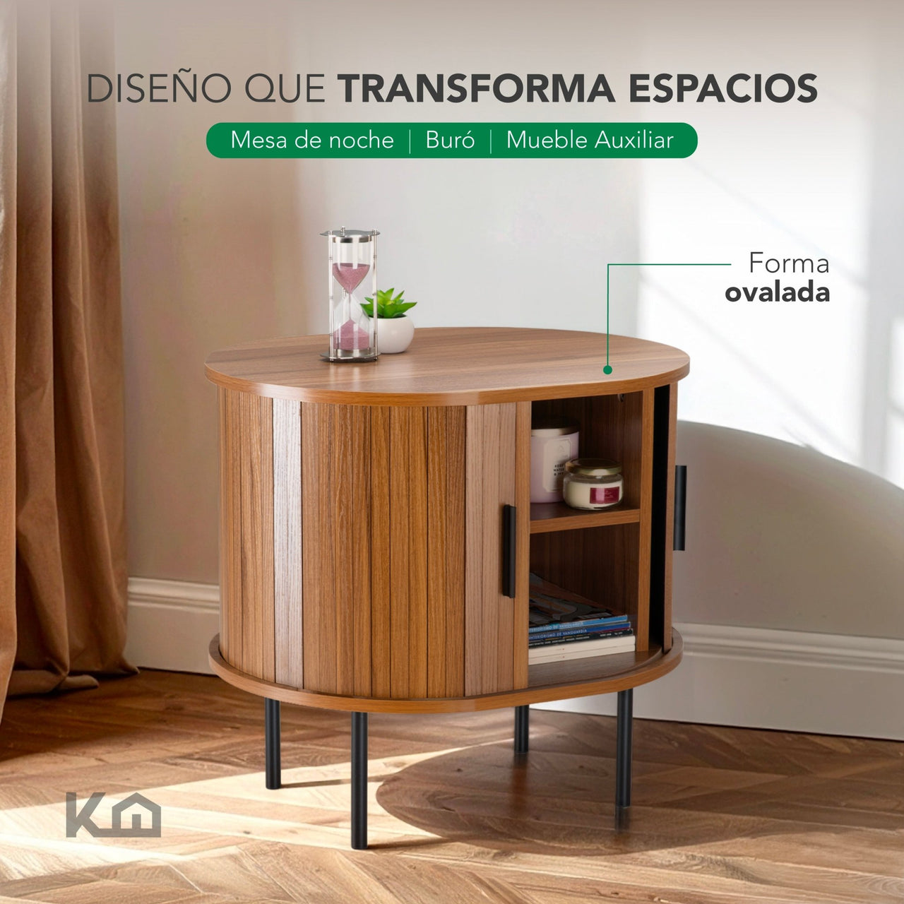 Buró Mesa De Noche Maple Vintage Minimalista Recámara MDF