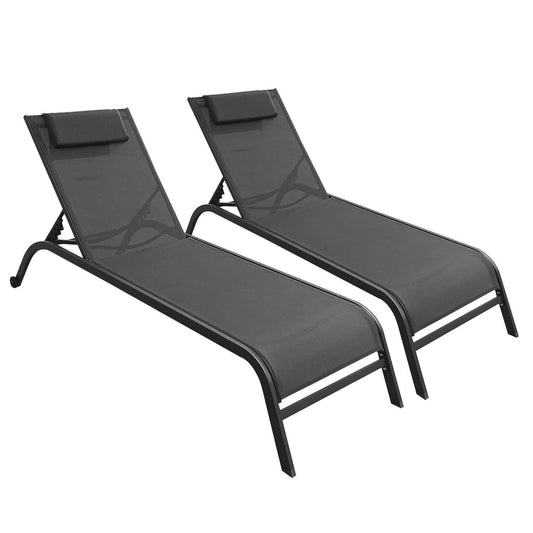 Camastro Exterior 2Pzs Reclinable Silla Playa Jardín AlbercaLOUNGE2-GRO