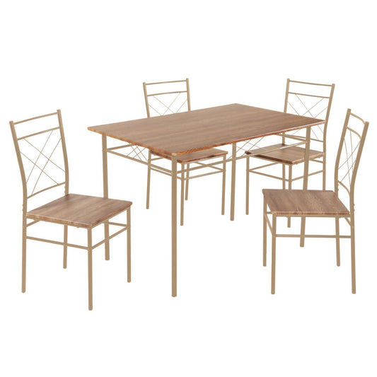 Comedor de 4 Sillas Mesa Madera Cocina Restaurante CafeteriaDNG - ROBLE1 - BEI