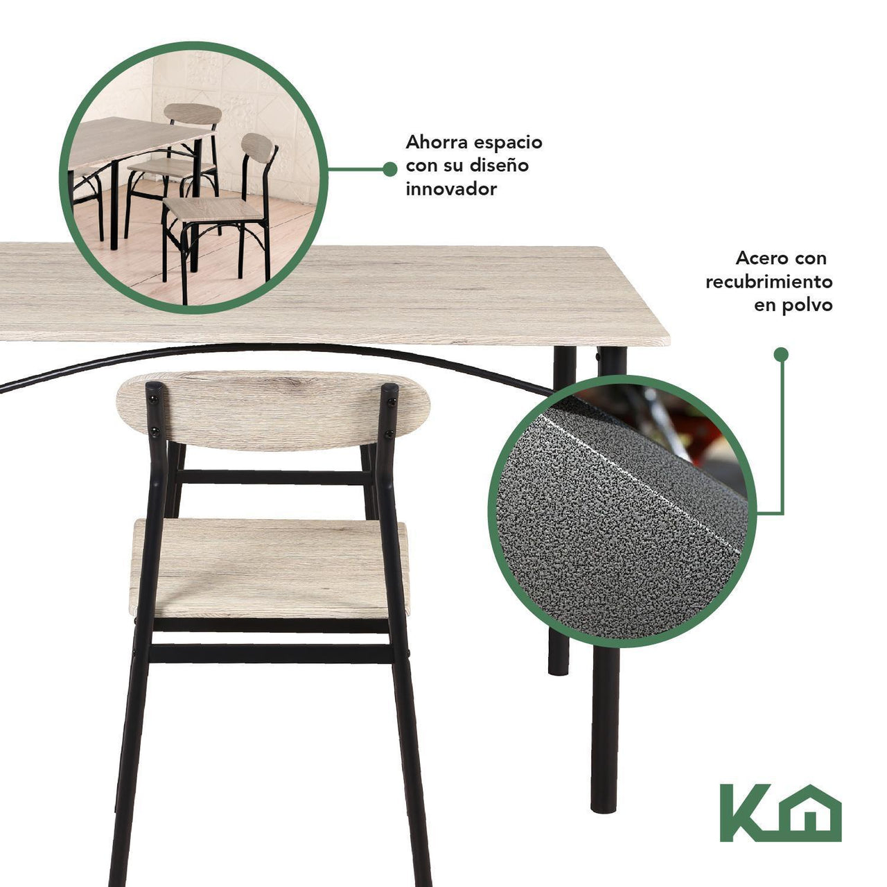 Comedor De 4 Sillas Metal Mesa Rectangular Elegante Moderno