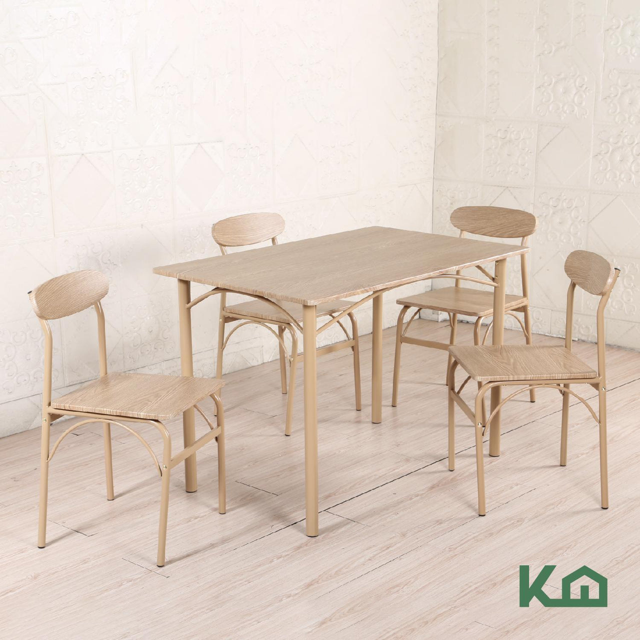 Comedor De 4 Sillas Metal Mesa Rectangular Elegante Moderno