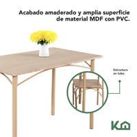 Thumbnail for Comedor De 4 Sillas Metal Mesa Rectangular Elegante Moderno