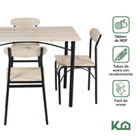 Thumbnail for Comedor De 4 Sillas Metal Mesa Rectangular Elegante Moderno
