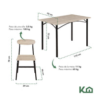 Thumbnail for Comedor De 4 Sillas Metal Mesa Rectangular Elegante Moderno