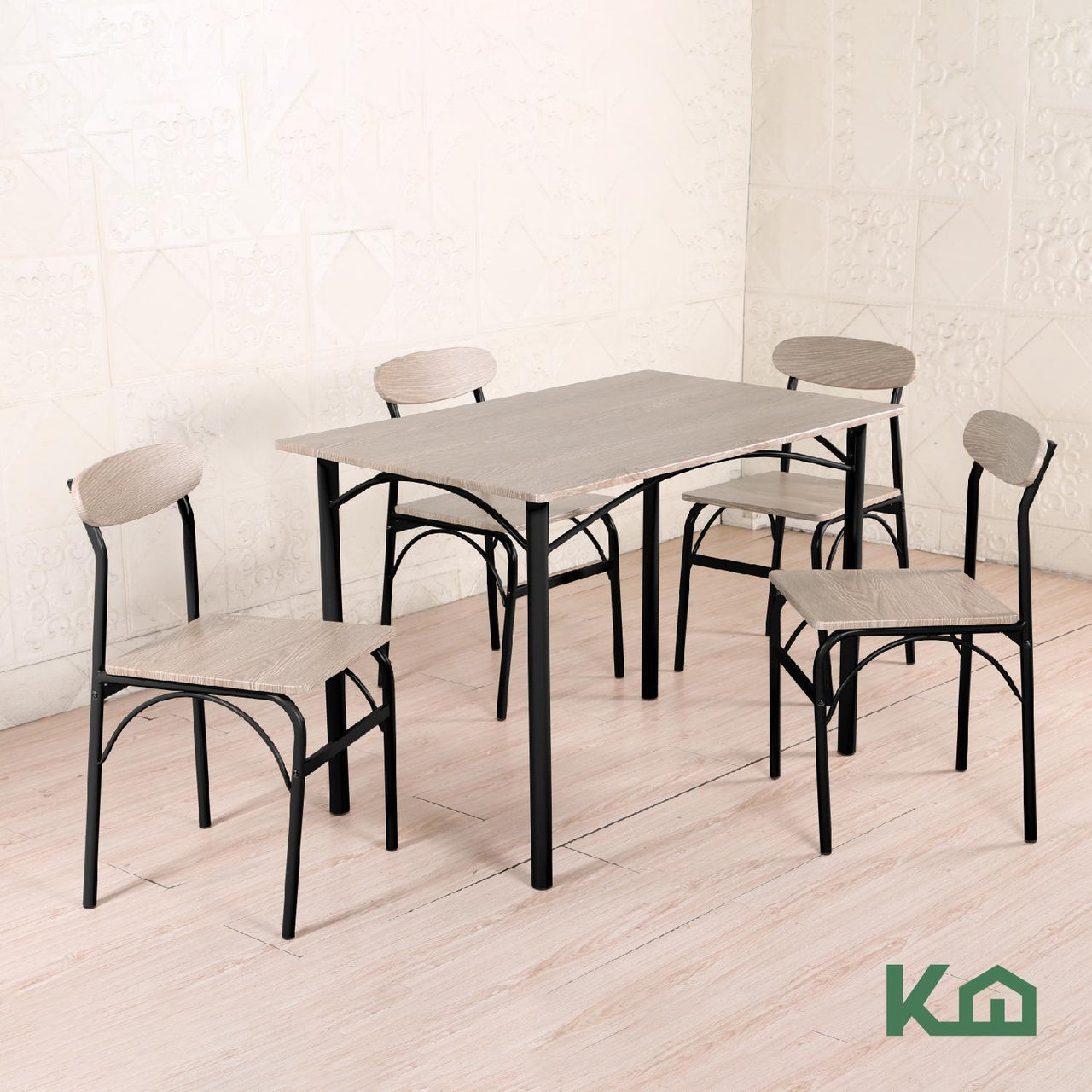 Comedor De 4 Sillas Metal Mesa Rectangular Elegante Moderno