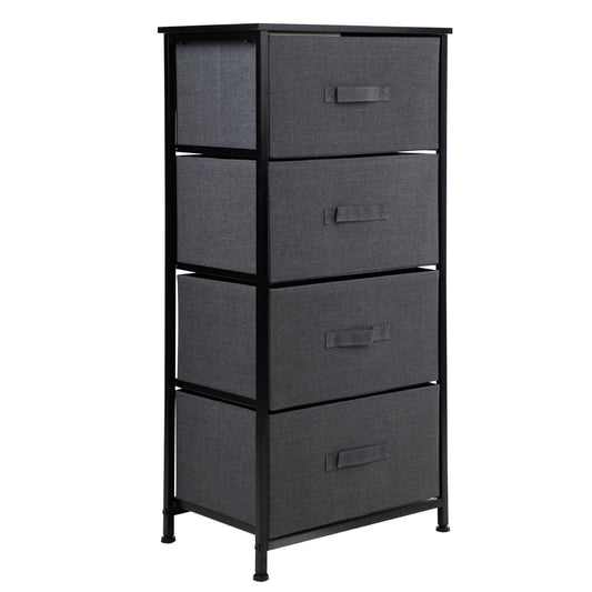 Comoda Cajonera de 4 Cajones Mueble Organizador Tela MaderaCHEST - M4 - GRI