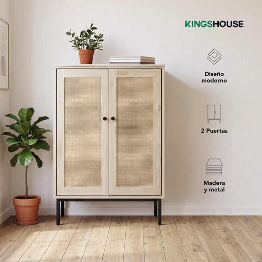 Credenza Bufetera Aparador 2 Puertas Moderna Madera y MetalBUFFE-MAD