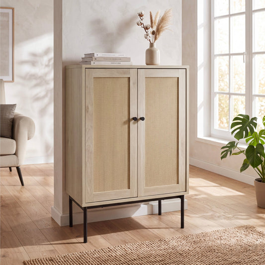 Credenza Bufetera Aparador 2 Puertas Moderna Madera y MetalBUFFE-MAD
