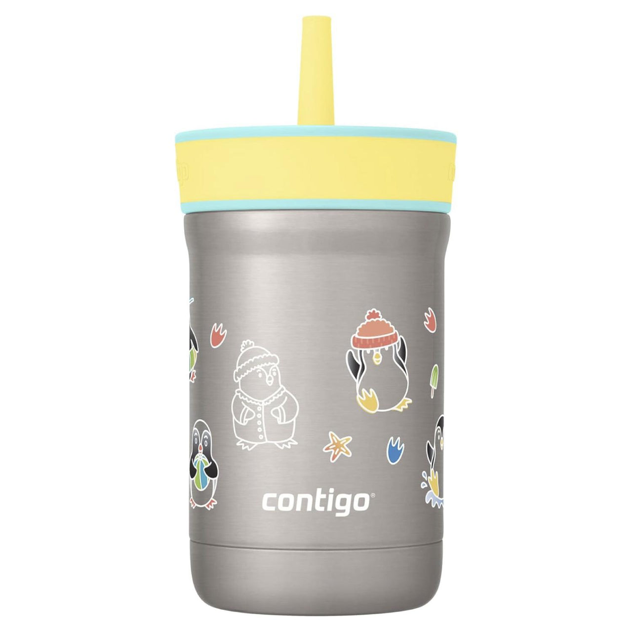Termo Botella 12oz Para Niños Con Popote Acero Inox Leighton