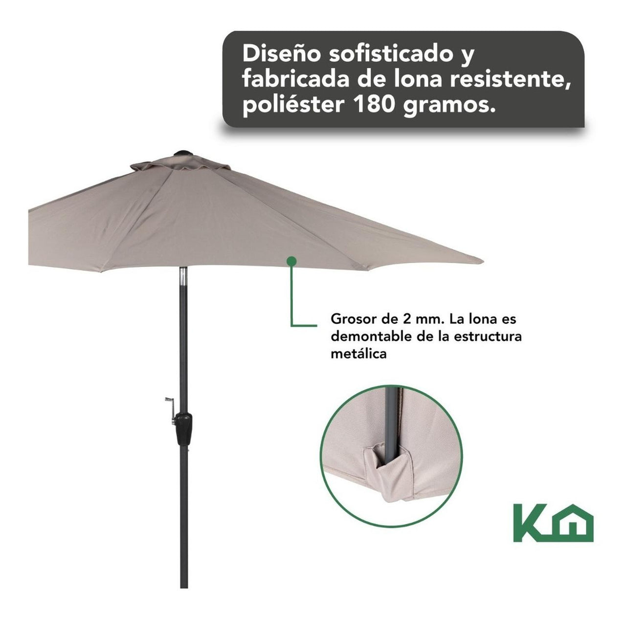 Sombrilla Para Jardín 2.70mts Angulo De Inclinacion Patio