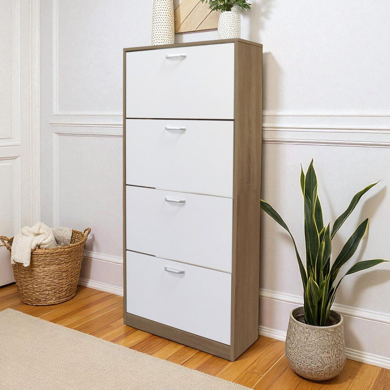 Mueble Zapatero Organizador 4 Cajones Compacto Blanco